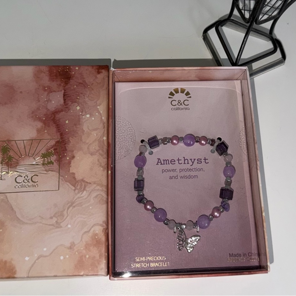 C&C California Amethyst Bracelet - Purple and Silver Charm
